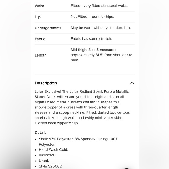 Lulus Shimmering metallic Purple Dress. NWT. - Picture 5 of 6